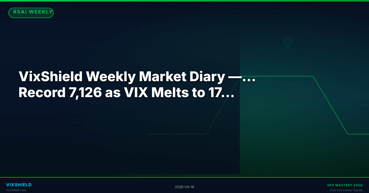VixShield Weekly Market Diary — April 13–17, 2026 — SPX Surges to Record 7,126 as VIX Melts to 17.49 and Peace Talks Rewrite the Risk Calculus