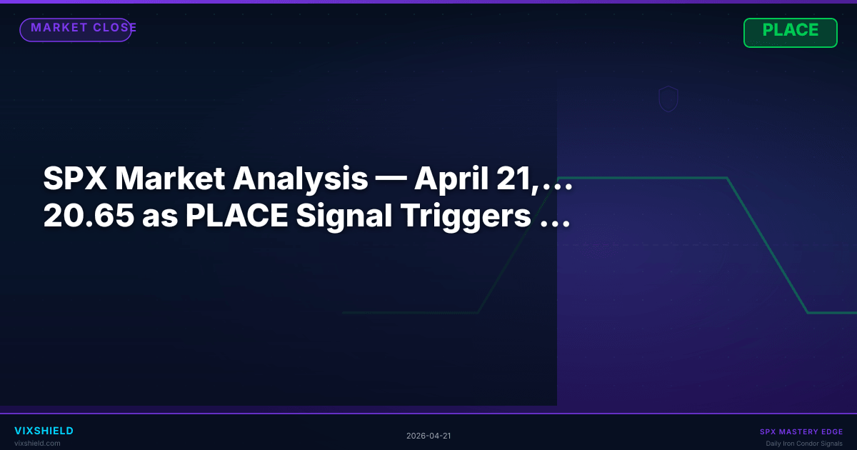 SPX Market Analysis — April 21, 2026 — VIX Jumps 13.7% to 20.65 as PLACE Signal Triggers with Tiered Iron Condor Entries